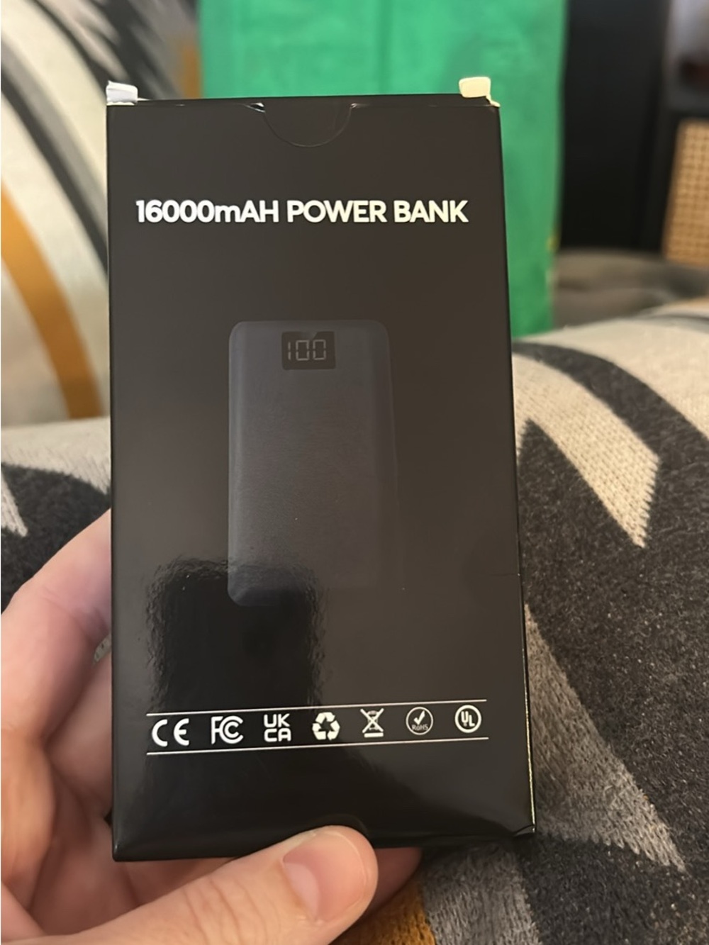 16000mAh Black Power Bank Portable Charger